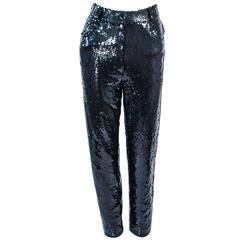 SUITE 101 Vintage Black Stretch High Waist Sequin Pants Size 8 10 1