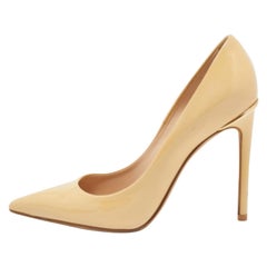 Louis Vuitton Beige Patent Leather Eyeline Pointed Toe Pumps Size 37