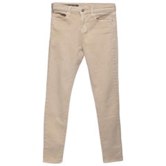 Pantalones pitillo Emporio ARMANI Beige Denim Logo Bordado Cintura 29