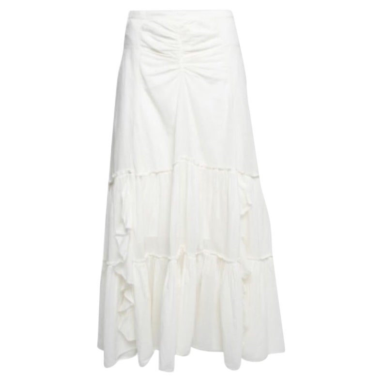 Diane von Furstenberg Gonna con volant in cotone Off-White L