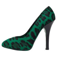 Dolce & Gabbana Green/Black Leopard Print Calf Hair Pumps Size 36.5