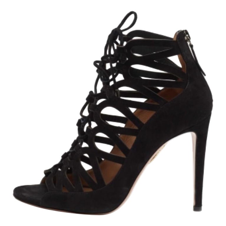 Aquazzura - Belgravia - Bottines en daim noir avec découpes - Taille 37