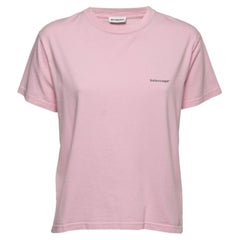 Balenciaga Rosa Baumwolle Logo T-Shirt L