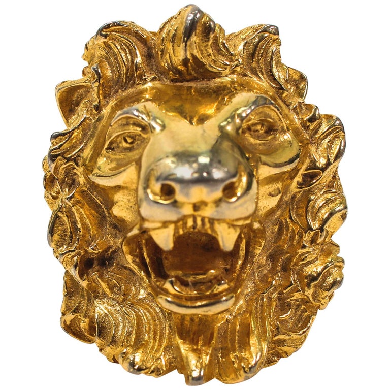 Limited Edition Chanel 19K 2019 Large Lion Head Gold Tone Brooch Pin –  HelensChanel