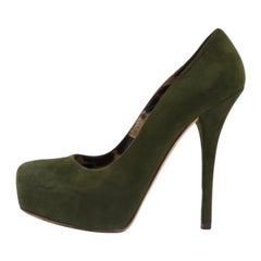 Dolce & Gabbana, pompe con plateau in pelle scamosciata verde taglia 38