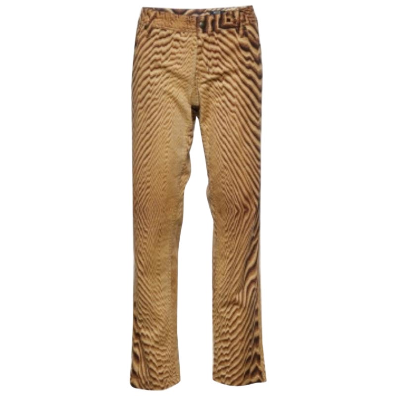 Just Cavalli Beige Animal Print Cotton Straight Fit Jeans XL Waist 38" (Taille 38")