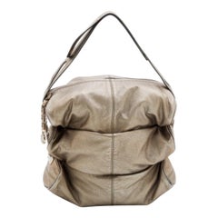 Versace Metallic Grau Leder Hobo