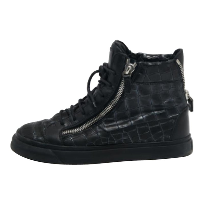 Giuseppe Zanotti Schwarz Croc Geprägtes Leder London High Top Sneakers Größe 41