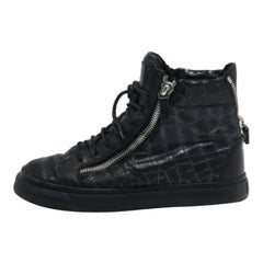 Giuseppe Zanotti Schwarz Croc Geprägtes Leder London High Top Sneakers Größe 41