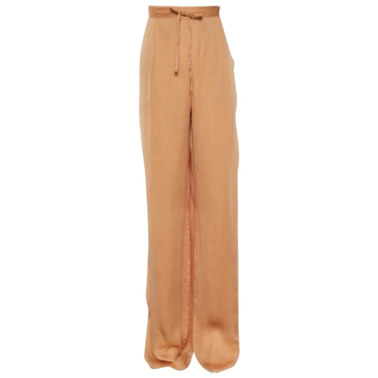 Bottega Veneta Pantalones rectos de satén naranja M