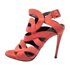 Giuseppe Zanotti Sandalias de ante rosa coral recortadas tamaño 40