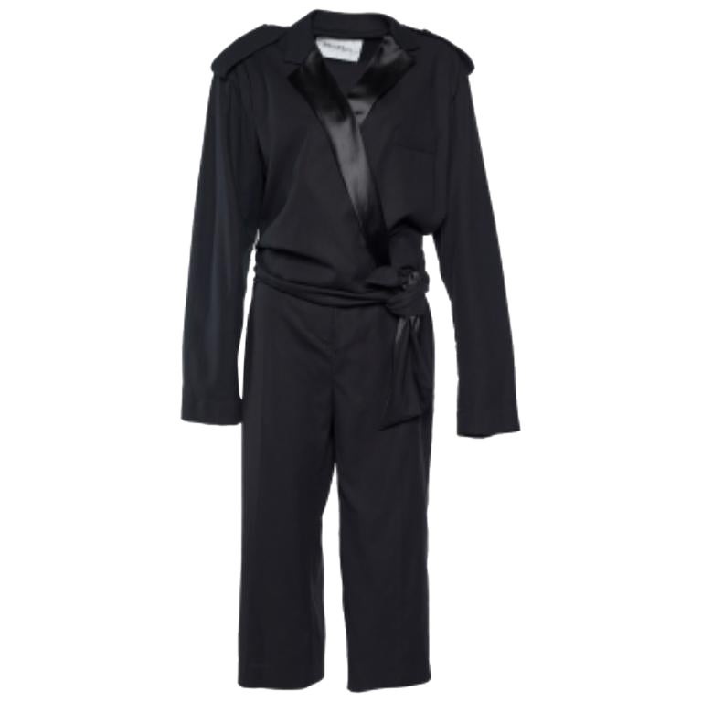 Max Mara Schwarz Baumwolle Dover Weites Bein Cady Jumpsuit M im Angebot