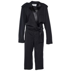 Max Mara Schwarz Baumwolle Dover Weites Bein Cady Jumpsuit M