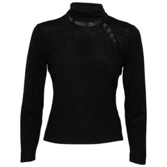 Emporio Armani Top a maniche lunghe in lana nera con dettaglio cut-out S