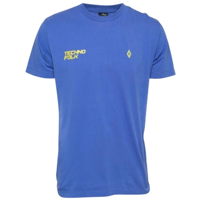 Marcelo Burlon - T-shirt col ras du cou imprimé en coton bleu S en vente