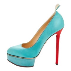 Charlotte Olympia escarpins compensés Josephine turquoise/rouge taille 38