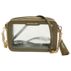 Michael Kors Grün  Ginny Crossbody-Tasche mit PVC- und Kroko-Prägung