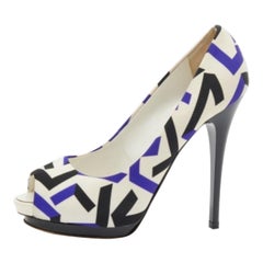 Giuseppe Zanotti Pumps Peep Toe in tessuto stampato multicolore taglia 40