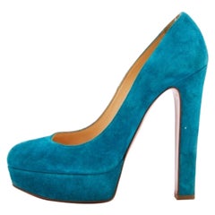 Christian Louboutin escarpins Bibi à plateforme en daim bleu, taille 39