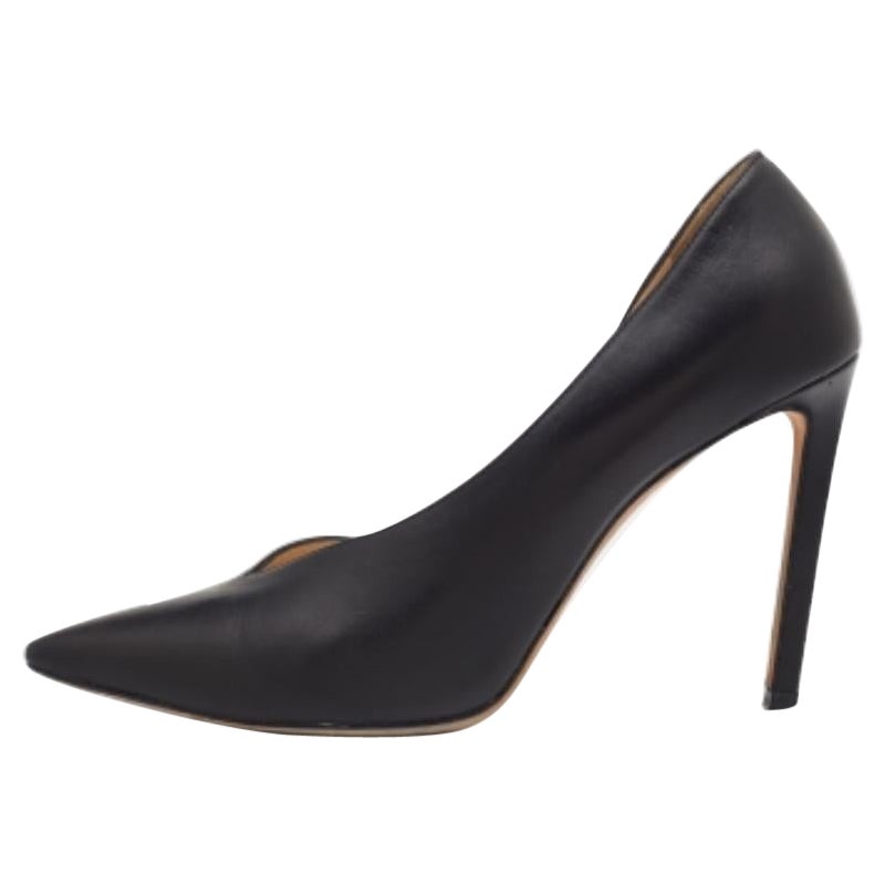 Jimmy Choo Black Leather Pointed Toe D'orsay Pumps Size 39.5 For Sale