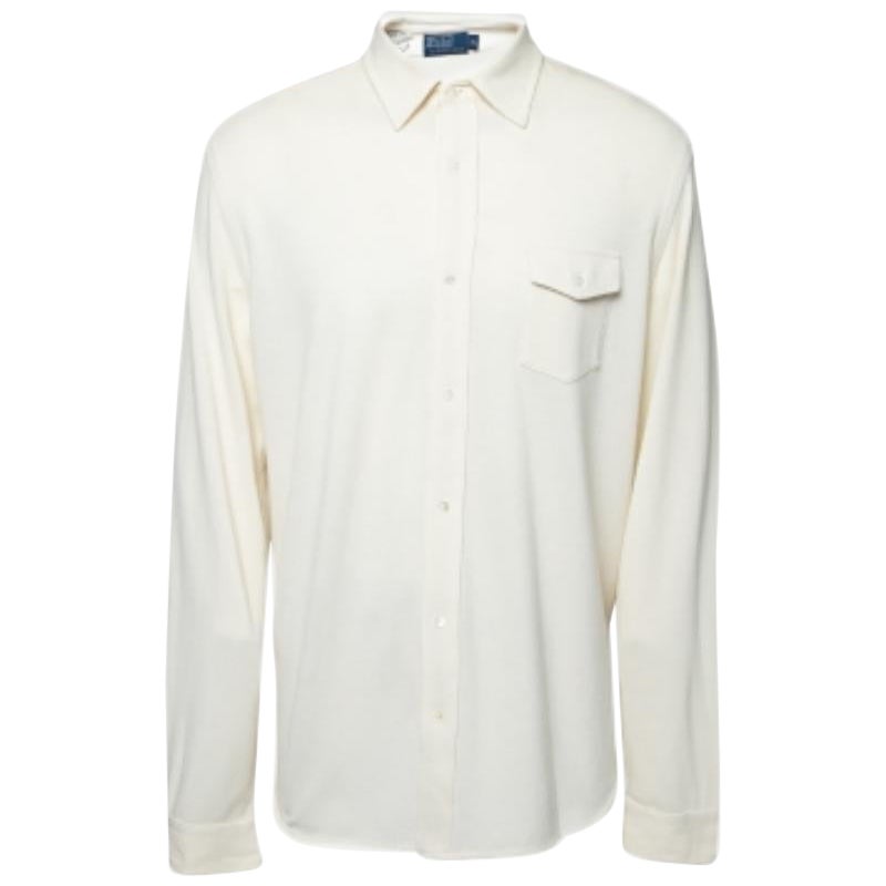 Polo Ralph Lauren - Camicia a maniche lunghe in cotone color crema XL in vendita