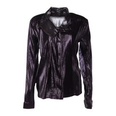 Gucci Purple Lurex Silk Button Front Shirt M