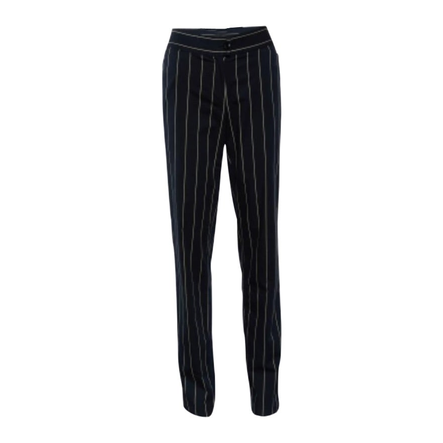 Emporio Armani Black Striped Cotton Tapered Leg Pants M For Sale