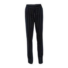 Emporio Armani Black Striped Cotton Tapered Leg Pants M