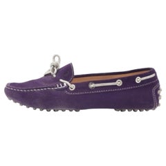 Tod's - Mocassins en daim et cuir avec nœud violet/argenté, taille 37