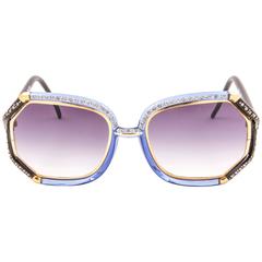 New Retro Ted Lapidus Paris TL 10 83 Strass Accents & Blue 1970 Sunglasses