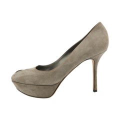 Sergio Rossi escarpins à bout ouvert en daim gris, taille 38,5