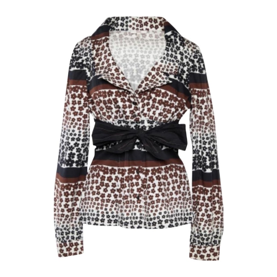 Kenzo Brown Top à nouer à la taille en coton imprimé de fleurs M en vente