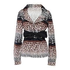 Kenzo - Top in cotone stampato floreale marrone con dettaglio cravatta in vita M. I.