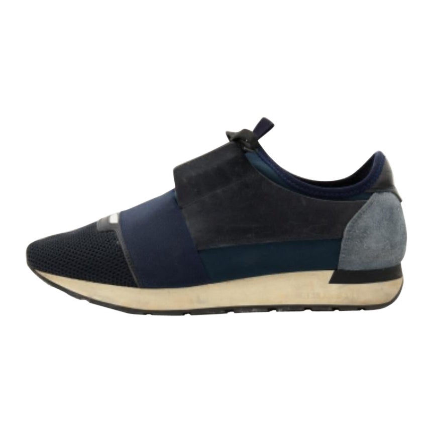 Balenciaga Multicolor Leather and Mesh Race Runner Low Top Sneakers Size 42 For Sale