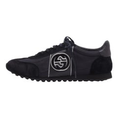 Gucci Black Suede And Nylon GG Low Top Sneakers Size 44.5