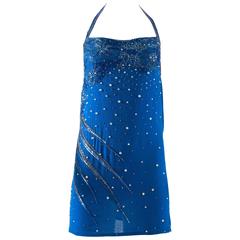 Atelier Versace 1990s embellished halter neck silk mini dress with low back 3