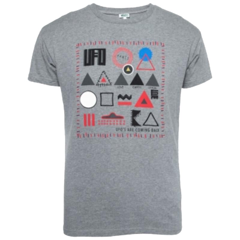 Kenzo Camiseta algodón estampado símbolo OVNI gris S en venta