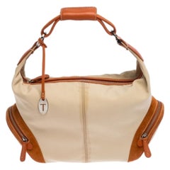 Tod's Hobo Charlotte Beige/Naranja de nailon y piel