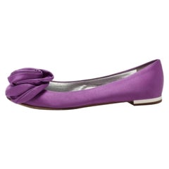 Giuseppe Zanotti Bailarinas de satén morado con apliques de flores Talla 37.5