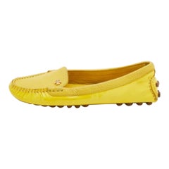 Tory Burch - Mocassins en cuir et cuir verni jaune, taille 36,5