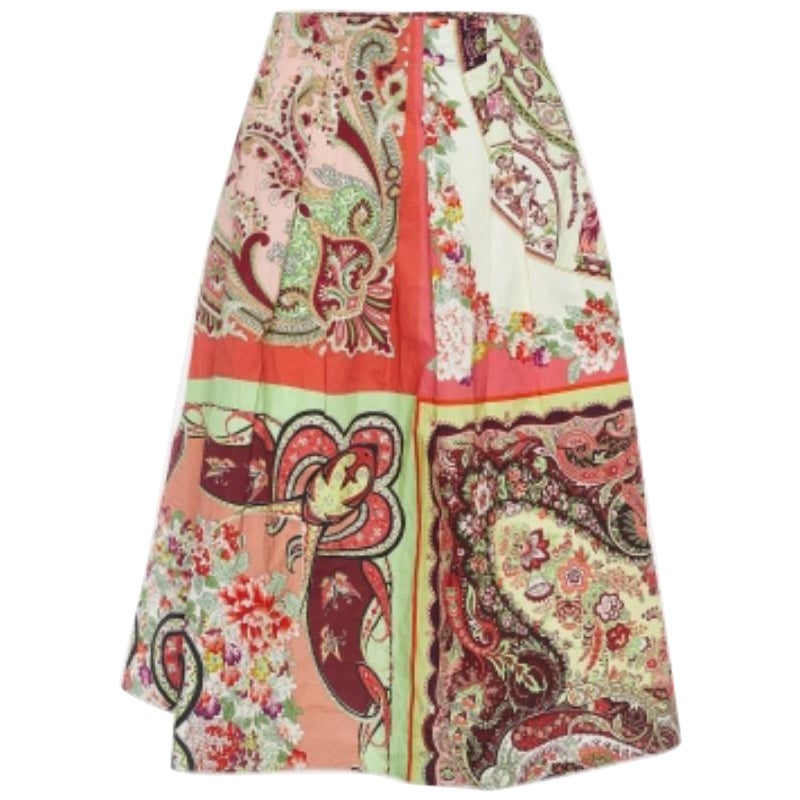 Etro Falda midi de popelina con estampado de cachemira multicolor L