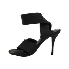 Alexander Wang Black Canvas Ankle Wrap Sandals Size 36