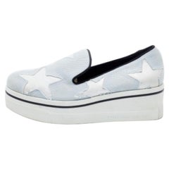 Stella McCartney Light Blue Denim Binx Star Platform Sneakers Size 36