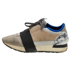 Balenciaga Grau Wildleder And Leder Race Runner Low Top Turnschuhe Größe 38