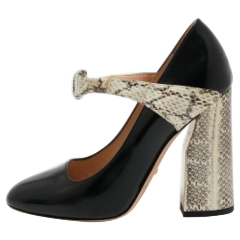Escarpins Nimue en cuir tricolore et peau de serpent Gucci Taille 37 en vente
