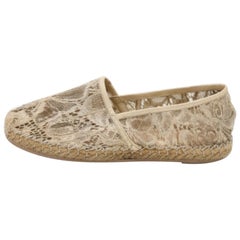 Valentino - Espadrilles en dentelle et cuir crème, taille 36