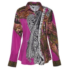 Etro Camisa de algodón estampada multicolor con botones delanteros L