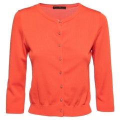 CH Carolina Herrera Orange gestrickte Strickjacke mit Knopfleiste XS
