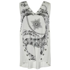 Roberto Cavalli Top de ojales de punto estampado blanco S