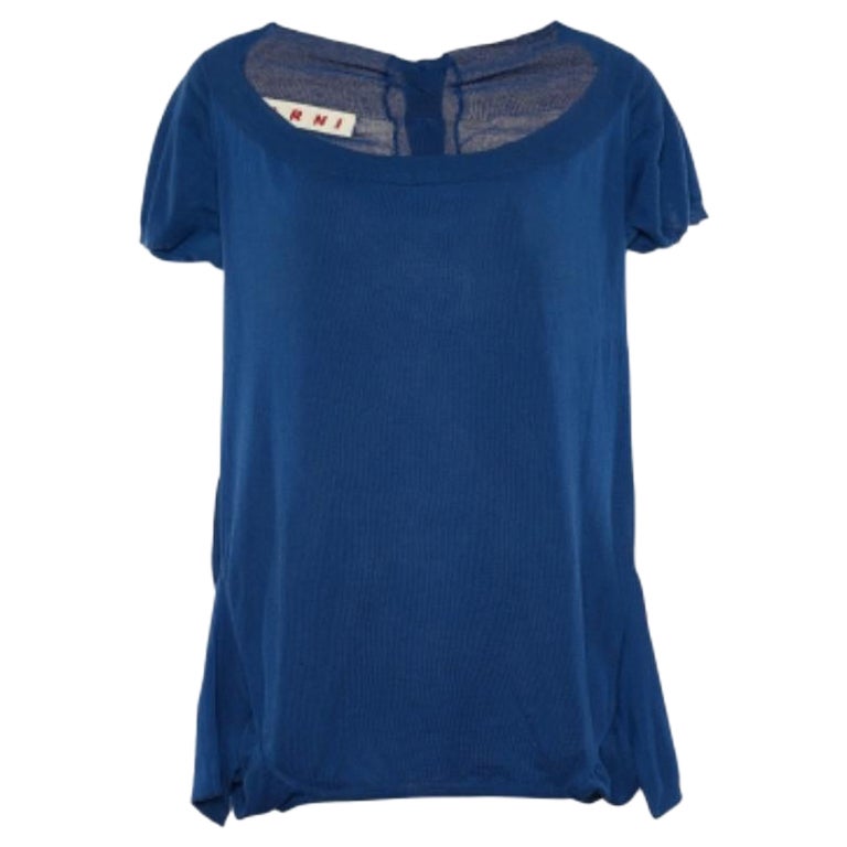 Top con bottoni in maglia di cotone blu di Marni L.A.
